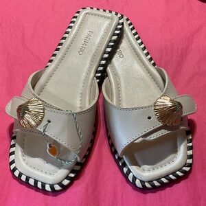 FARM Rio Cream and Gold Sandals